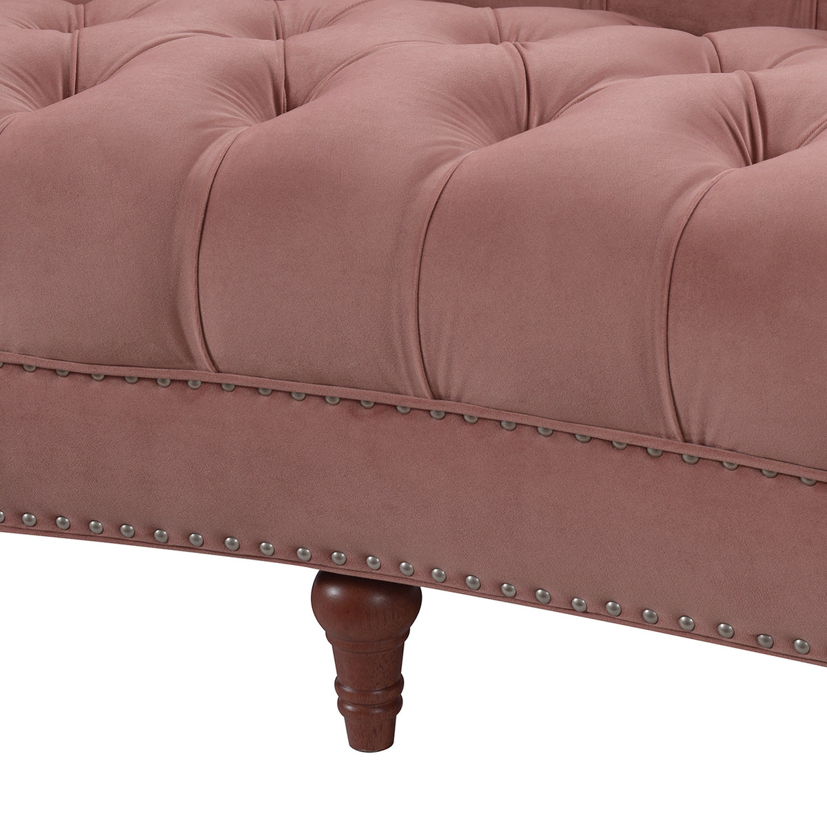 La Rosa Victorian Chesterfield Tufted Sofa, Ash Rose Pink Velvet Pink Foam Velvet 3 Seat