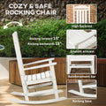 Outsunny Outdoor Rocking Chair, All Weather Resistant Hdpe Rocking Patio Chairs With Rustic High Back, Armrests, Oversized Seat And Slatted Backrest, 350Lbs Weight Capacity, White White Plastic