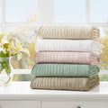 Oversized Quilted Throw With Soped Edges Khaki 60X72