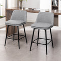 Counter Height Swivel Bar Stools Set Of 2, 360 Swivel Upholstered Barstools With Back And Metal Legs, 25.6