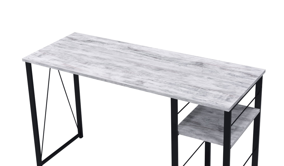Vadna Antique White & Black Finish Writing Desk Antique White,Black Metal,Synthetic Wood