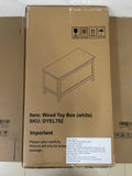 Kids Wooden Toy Box Storage With Safety Hinged Lid For Ages 2 White White Mdf