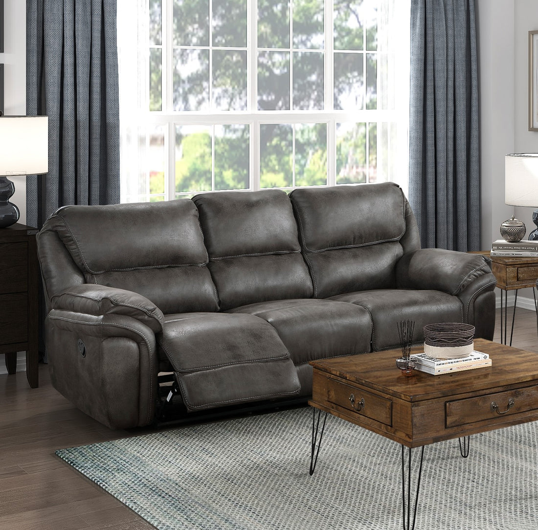 Plush Modern Living Room Sofa Set 2Pc Reclining Sofa And Loveseat Gray Microfiber Upholstery Solid Wood Frame Furniture Gray Microfiber Wood Primary Living Space Modern Plywood,Solid Wood 5 Seat