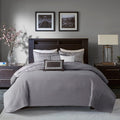 6 Piece Reversible Jacquard Quilt Set With Throw Pillows Grey Taupe Full Queen Grey Taupe Cotton