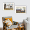 2 Piece Vignette Farmhouse, Barn & Pumpkin Wagon White Framed Wall Art For Living Room, Bedroom Wall Art Print For Home Decor By Billy Jacobs Multicolor Wood Paper