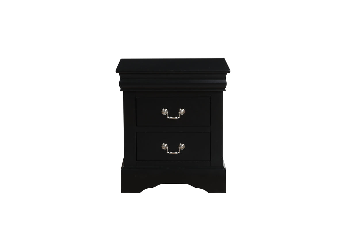 Louis Black Finish Philippe Iii Nightstand Black Synthetic Wood