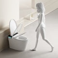 Smart Toilet With Voice Control And Bubble Shield, Heated Bidet Seat, Smart Toilet With Bidet Built In Auto Open&Close, Bidet Toilet With Dryer And Warm Water,Tankless Toilet In 1.28Gpf, Black Screen White Bathroom Ceramic