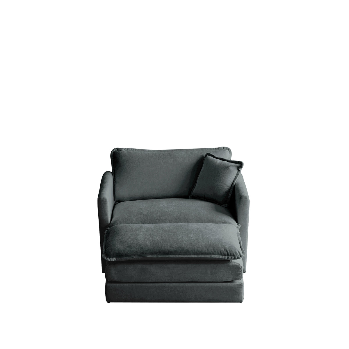 Modern Accent Chair With Ottoman, Living Room Club Chair Chenille Upholstered Armchairreading Chair For Bedroom, Gray Chenille Gray Chenille 1 Seat