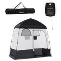 Outsunny Shower Tent, Pop Up Privacy Shelter For Camping, Dressing Changing Room, Portable Instant Outdoor Shower Tent Enclosure W 2 Rooms, Shower Bag, Floor And Carrying Bag, Black Black Taffeta