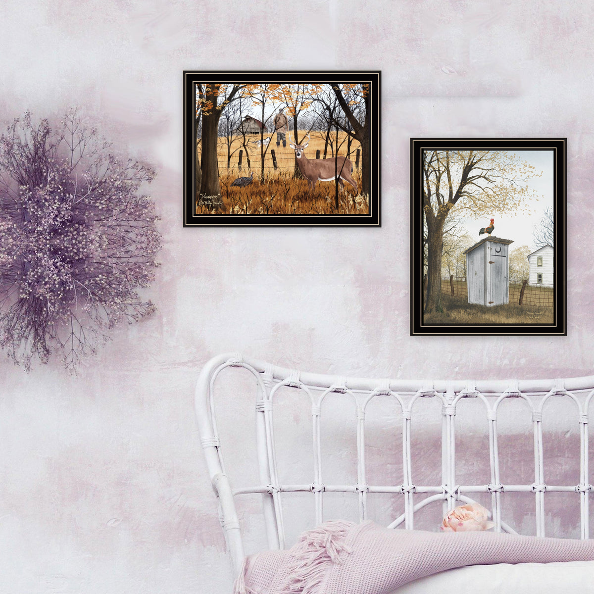 2 Piece Vignette Country Living Black Framed Wall Art For Living Room, Bedroom Wall Art Print For Home Decor By Billy Jacobs Multicolor Wood Paper