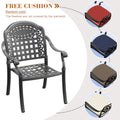 Cushions In Random Colors 5 Piece Set Of Cast Aluminum Patio Furniture With Cushions Yes Dining Set Black Seats 4 Rust Resistant Frame Water Resistant Cushion Garden & Outdoor Complete Patio Sets Aluminium