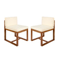 Patio Dining Chairs Set Of 2 Teak Beige Acacia Wood