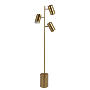 Harmony Brassed Gold Floor Lamp With Rotary Switch Triple Spots Metal Block Base Gold Table&Floor Lamps Brass