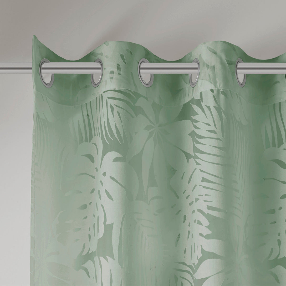 Palm Leaf Burnout Window Sheer Sage Green 50X84" Sage Green Polyester