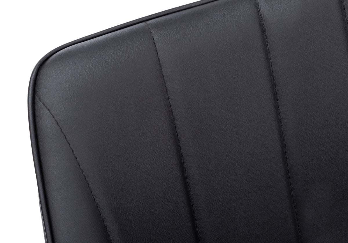 Dining Chair, Set Of 2, Side, Upholstered, Kitchen, Dining Room, Black Leather Look, Black Metal, Contemporary, Modern Black Foam Faux Leather