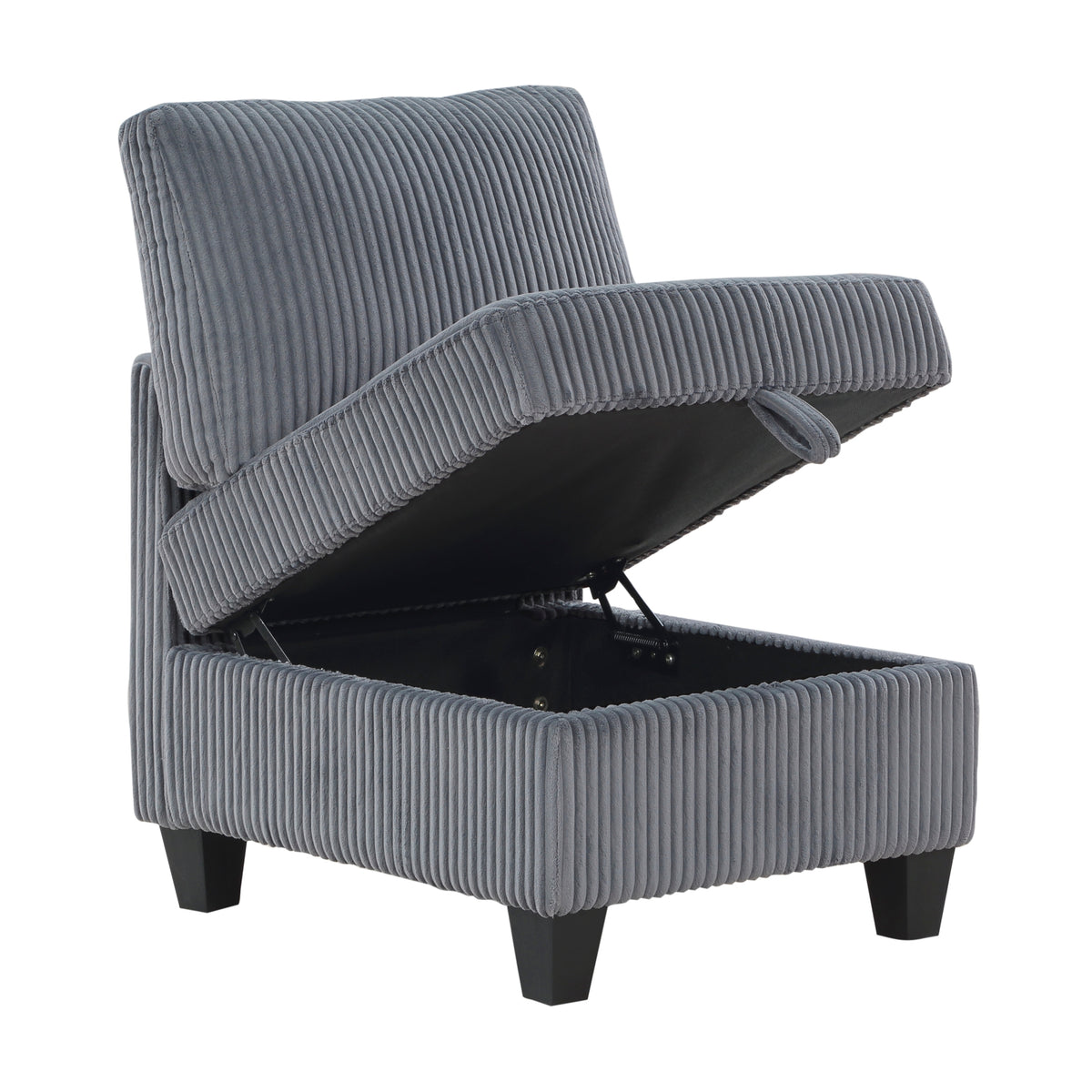 Modern Living Room Furniture Dark Gray Armless Chair With Storage Corduroy Fabric Upholstery 1Pc Modular Armless Chair Dark Gray Primary Living Space Contemporary,Modern Solid Wood