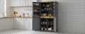 Assembly 40.2X20X71.3Inch High Freestanding Kitchen Pantry Large Cupboard Storage Cabinet With 2 Drawers, 2 Adjustable Shelves, 8 Door Shelves For Kitchen, Dining Room,Gray Gray Kitchen Farmhouse