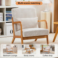 Mid Century Modern Accent Chair, Arm Chair Living Room Chairs With Pillow Upholstered Reading Chair With Solid Wood Frame & Living Room Bedroom Balcony Beige Beige Brown Primary Living Space
