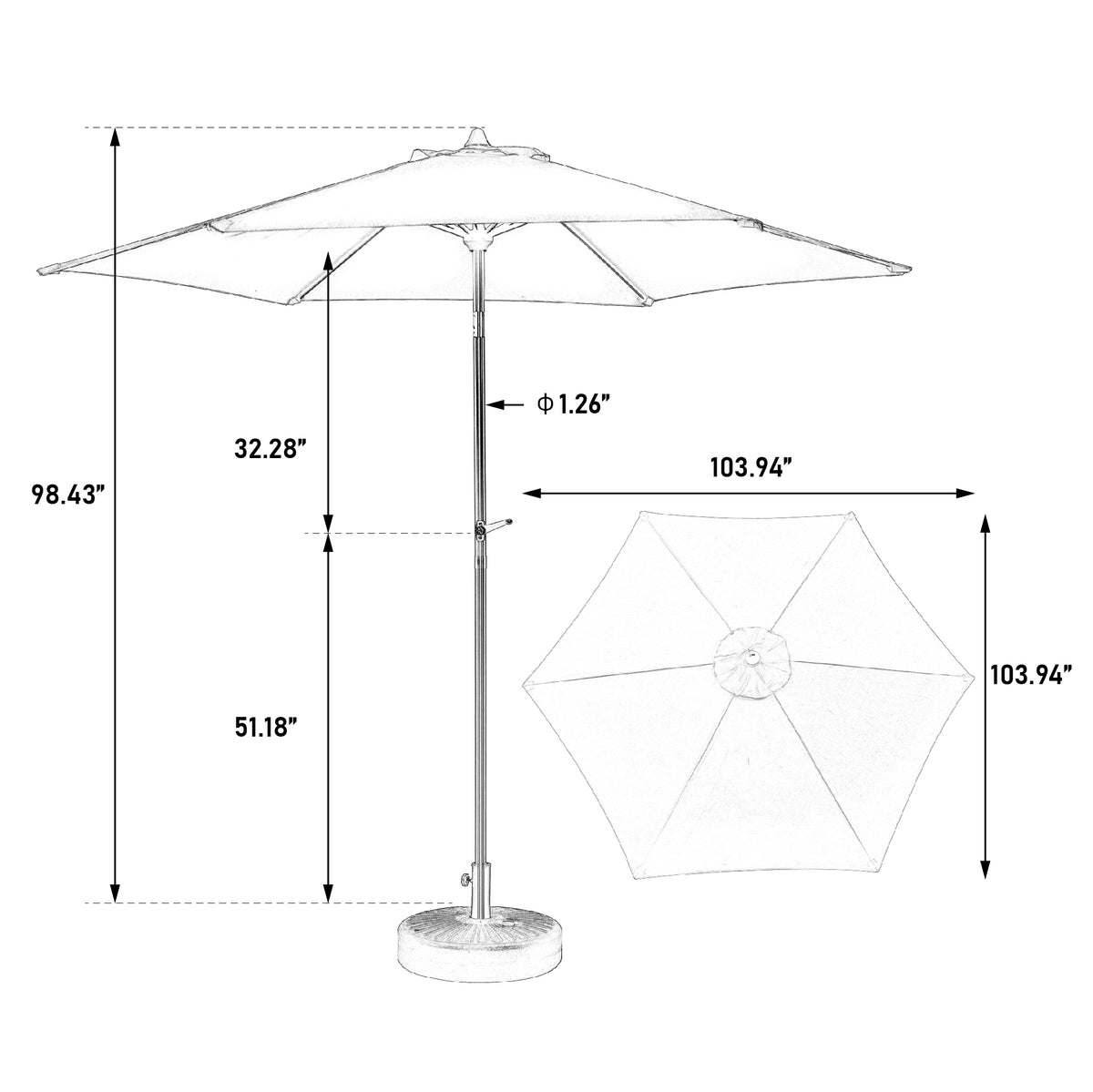 9Ft Outdoor Patio Umbrella Outdoor Table Umbrella With Push Button Tilt And Crank, Market Umbrella 6 Sturdy Ribsdeck, Backyard, Pool Base Not Included Dark Blue Dark Blue Garden & Outdoor Steel