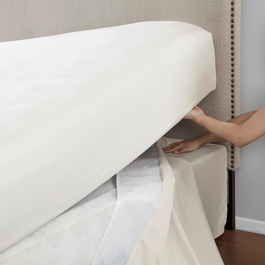 Wrap Around Adjustable Bedskirt Ivory One Size Ivory Microfiber