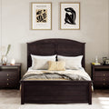 Farmhouse Wooden Platform Full Size Bed With Curl Design Headboard And Footboard For Teenager, Espresso Full Espresso Pine