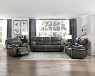 Plush Modern Living Room Sofa Set 3Pc Power Reclining Sofa Loveseat Chair Gray Microfiber Upholstery Usb Port Solid Wood Frame Furniture Gray Microfiber Wood Primary Living Space Modern Plywood,Solid Wood 6 Seat