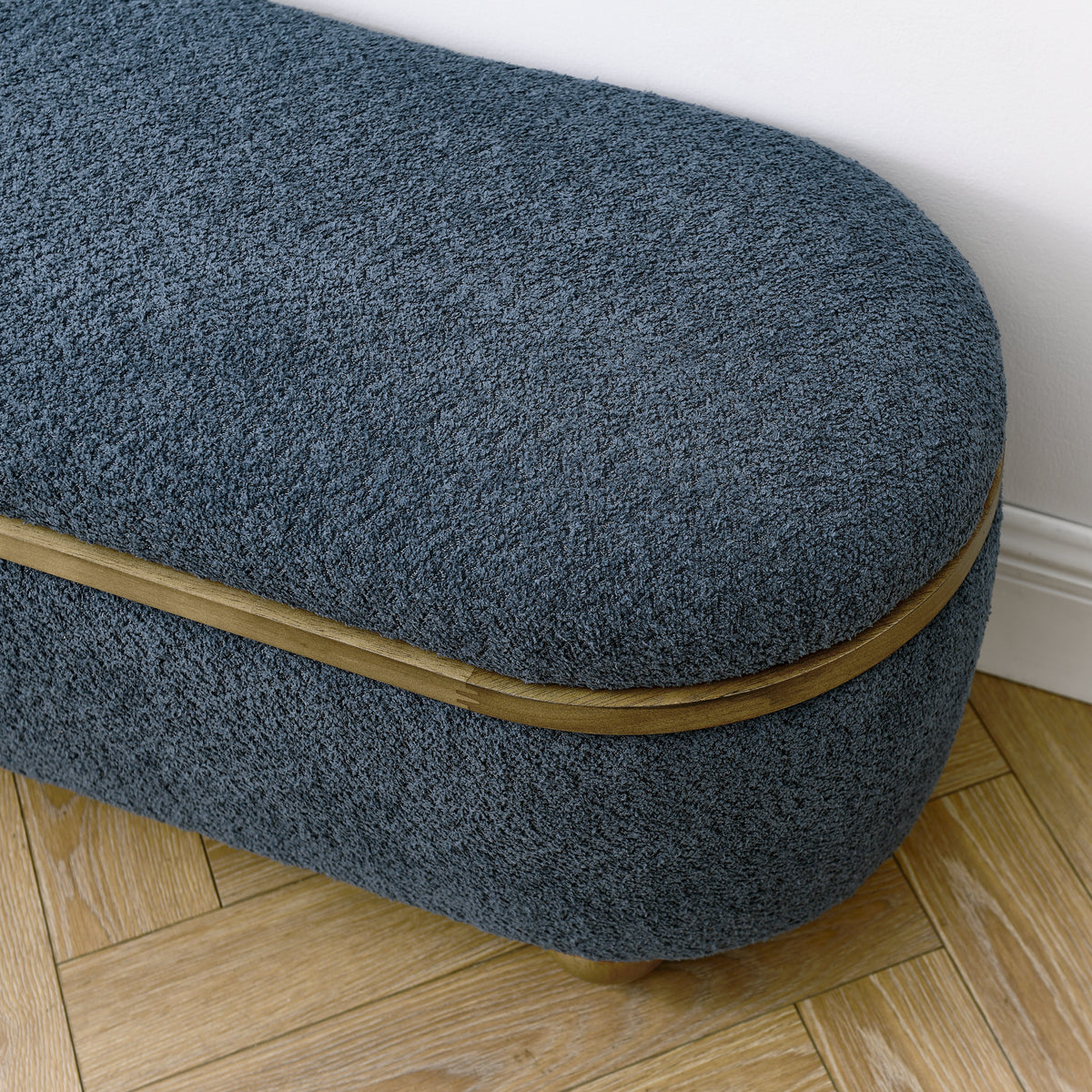 Storage Ottoman Bench, Upholstered End Of Bed Ottoman Bench With Storage And Seating, Large Blanket Storage Bench For Foot Rest In Bedroom, Living Room, Entryway, Dark Blue Dark Blue Foam