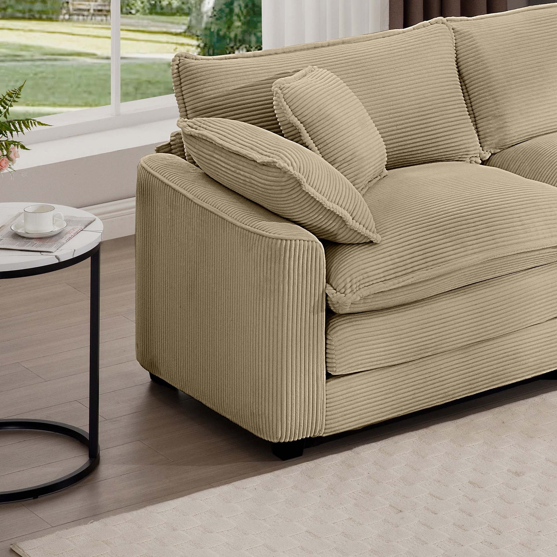 Modern Fabric Living Room Sofa 2 Piece Set, One 2 Seater Sofas, One 3 Seater Sofas Sofa With 8 Cushion Upholstery Large Deep Seat Recliner, Tan Corduroy Fabric Tan Corduroy 7 Seat
