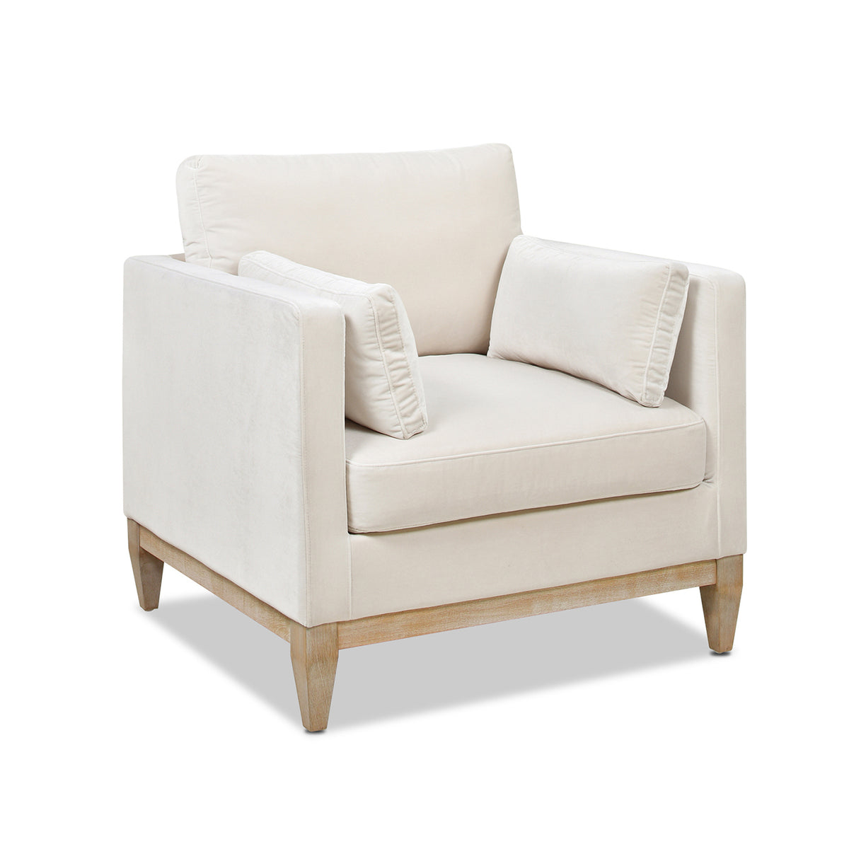 Knox 36" Modern Farmhouse Arm Chair, French Beige Performance Velvet Beige Foam Velvet