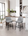 Counter Height Swivel Bar Stools Set Of 2, 360 Swivel Upholstered Barstools With Back And Metal Legs, 25.6