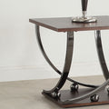 Black Nickel End Table With Bottom Shelf Black Silver Primary Living Space Contemporary Shelves Square Mdf