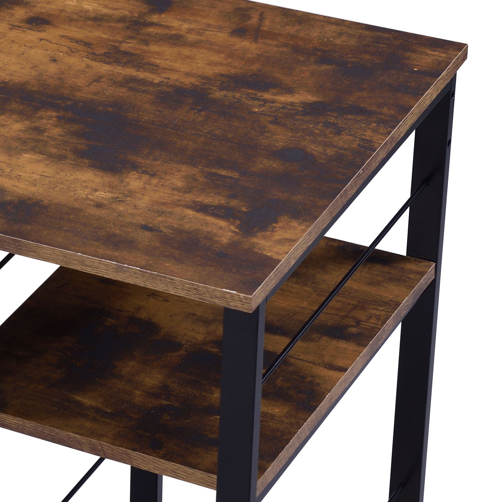Vadna Weathered Oak & Black Finish Writing Desk Black,Oak Metal,Synthetic Wood