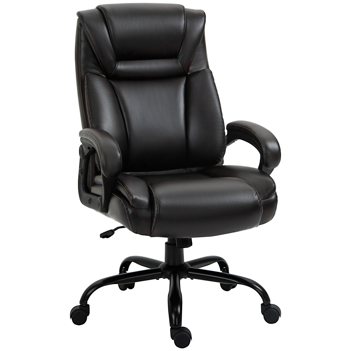 Vinsetto Big And Tall 400Lbs Executive Office Chair With Wide Seat, Computer Desk Chair With High Back Pu Leather Ergonomic Upholstery, Adjustable Height And Swivel Wheels, Brown Brown Faux Leather