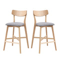Wooden Bar Chairs Set Of 2, Modern Soft Upholstered Kitchen Island Chairs, Counter Height Stool With Backrest,Wooden Frame Chairs With Footrest For Pub,Living Room,Restaurant,Oak Oak Solid Wood