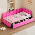 Twin Size Upholstered Daybed With 2 Drawers, Velvet Sofabed With Soft Fabric Headboard, No Box Spring Needed, Rose Red Twin Rose Red Wood Fabric