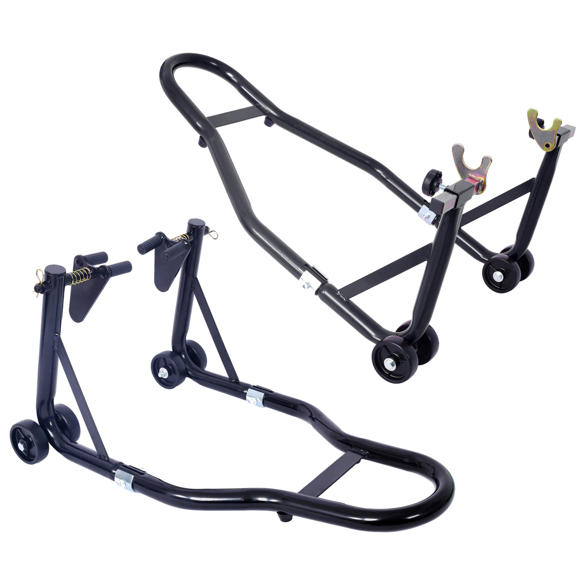 Motorcycle Stand 1000Lb Sport Bike Front And Rear Wheel Lift Swingarm Paddock Stands Black U Black Steel
