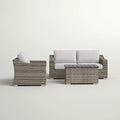 Stylish Rattan Wicker Fully Assembled 3 Person Seating Group With Plush Cushions Perfect For Outdoor Relaxation Grey,Grey Mix Wicker