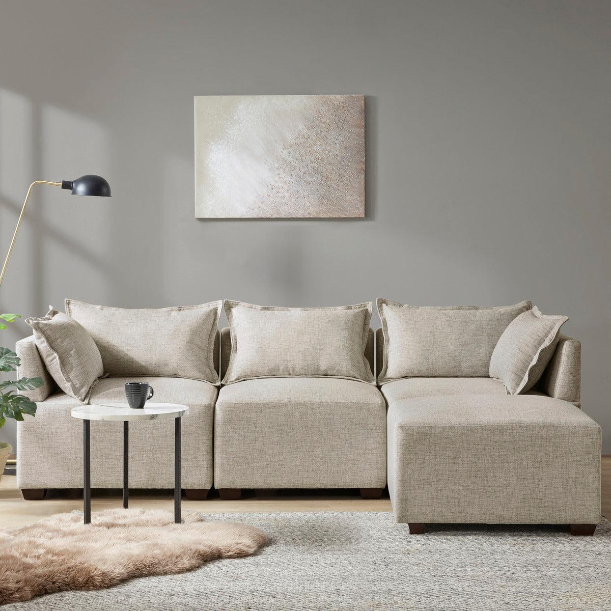 Modular Armless Chair Linen Polyester 1 Seat