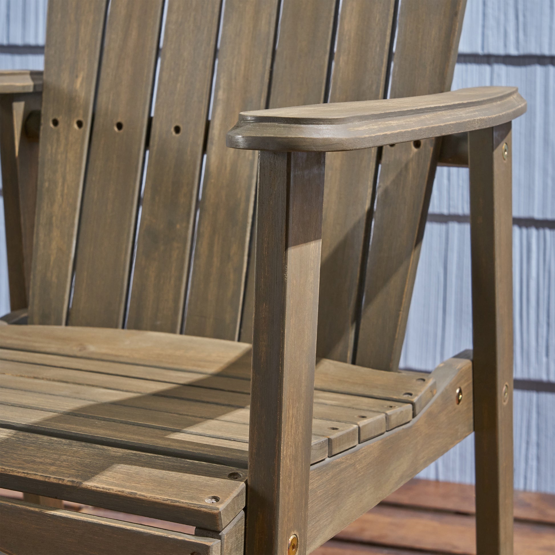 Outdoor Weather Resistant Acacia Wood Adirondack Dining Chairs Set Of 2 , Grey Finish Grey Acacia Wood