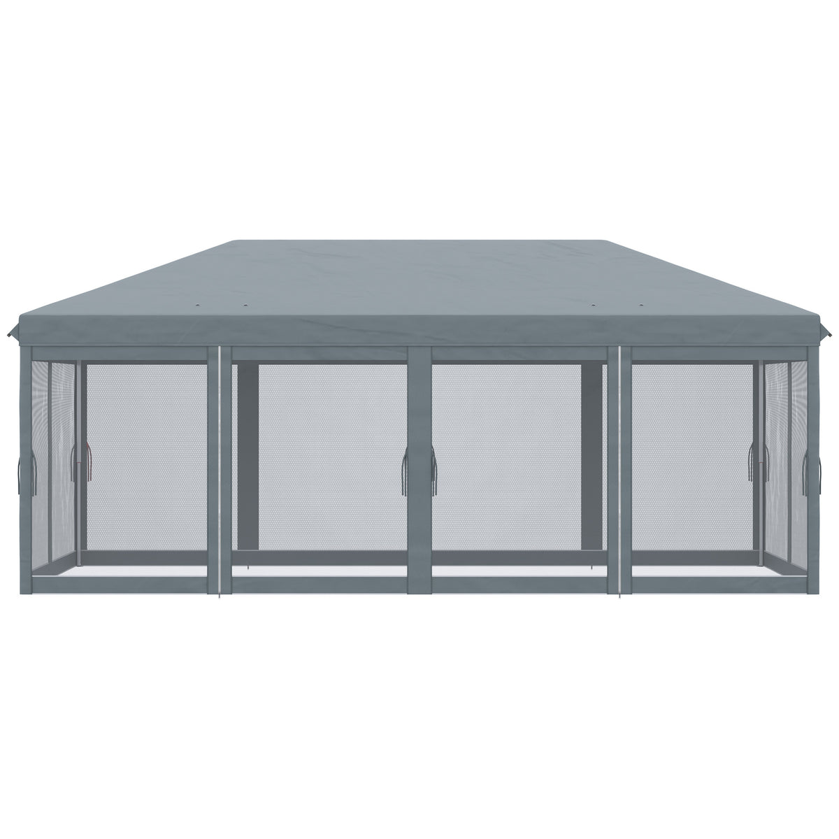 Outsunny 10' X 20' Pop Up Canopy Tent With Netting, Heavy Duty Instant Sun Shelter, Large Tents For Parties With Carry Bag For Outdoor, Garden, Patio, Gray Gray Steel