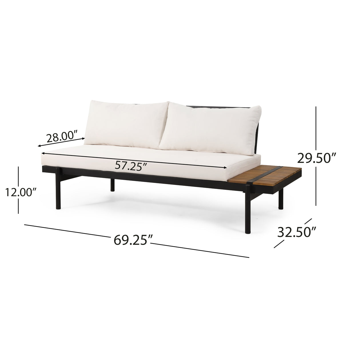 Theo 5 Seater Sectional Sofa Set With Cushions Cream Acacia Wood
