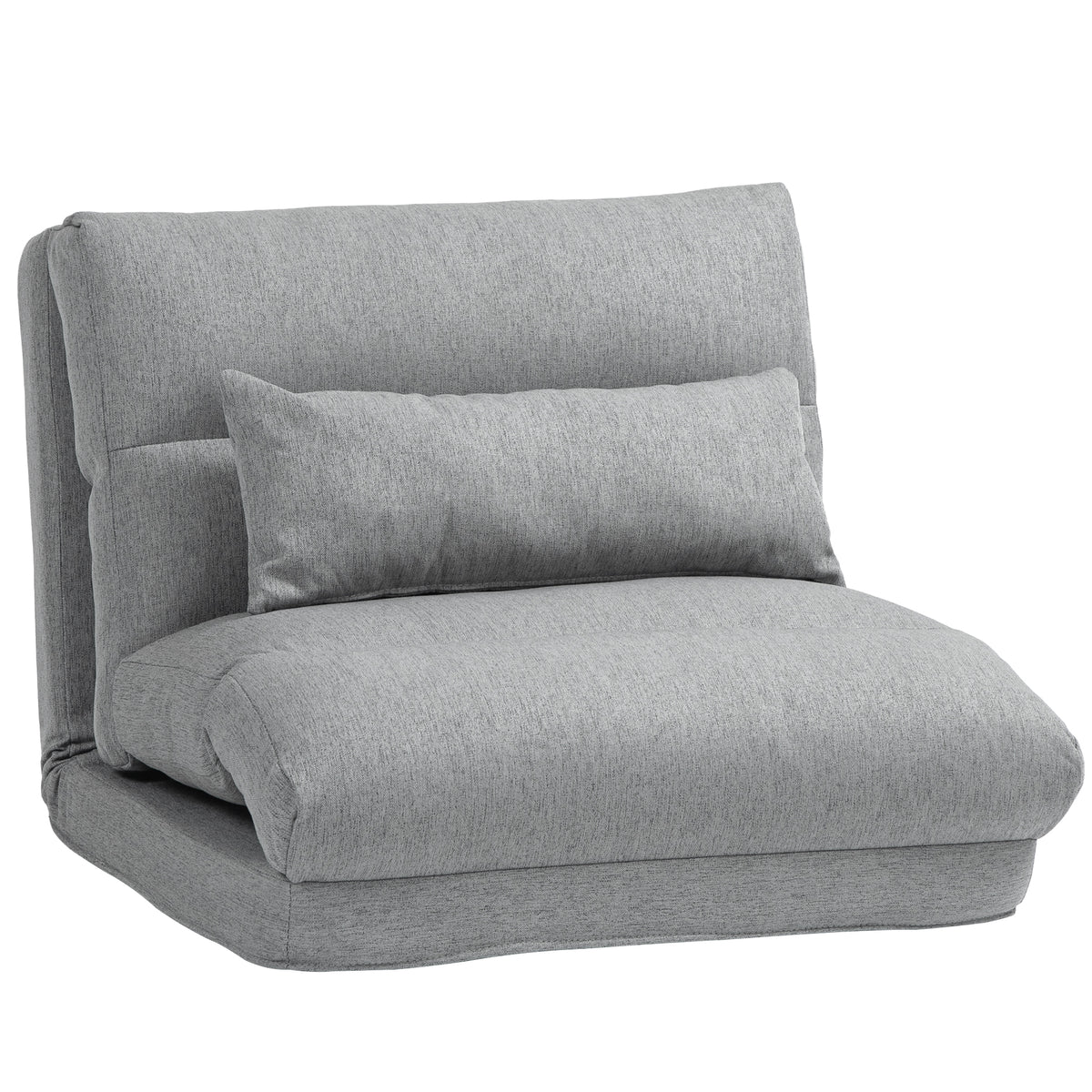 Homcom Folding Floor Chair, Convertible Lazy Sofa Bed, Floor Couch With 6 Position Adjustable Backrest And Pillow For Reading, Gaming, Meditating, Gray Gray Polyester