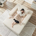 75 Inch Corduroy Sponge Sofa Lounge Chair With Removable Footrest,No Assembly Required,Fluffy Modern Sleeper Chair For Indoor Living Room Bedroom Beige Foam Corduroy 1 Seat