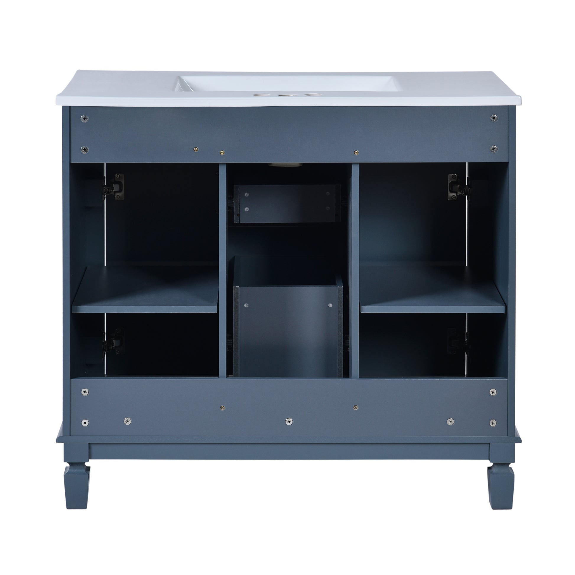 36'' Bathroom Vanity With Top Sink, Modern Bathroom Storage Cabinet With 2 Soft Closing Doors And 2 Drawers, Single Sink Bathroom Vanity Blue Bathroom Modern Solid Wood Mdf Ceramic,Solid Wood Mdf