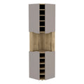 Obregon Corner Bar Cabinet, Ten Built In Wine Rack, Single Door Macadamia Taupe Taupe Natural Kitchen Modern Particle Board