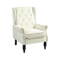 Coolmore Wood Frame Armchair, Modern Accent Chair Lounge Chair With Sturdy Wood Legs For Living Room Bedroom Beige Beige Primary Living Space Foam Velvet