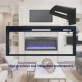 44 Inch In Wall Recessed Electric Fireplace With Remote And Multi Color Flame & Emberbed, Led Light Heater Powder Coated Electric Antique Black Vent Free Yes Insert Tempered Glass Sheet Metal