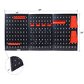 Pegboard Wall Organizer, 4Ft Metal Garage Pegboard Tool Organizer W 3 Pegboards, Drill Bit Rack, Wrench Rack, Hooks Accessories, Wall Mounted Tool Storage Pegboard For Workshop Warehouse, Black Black Metal