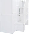Full Size Loft Bed With Wardrobe,Desk And Shelves,White White Mdf Lvl