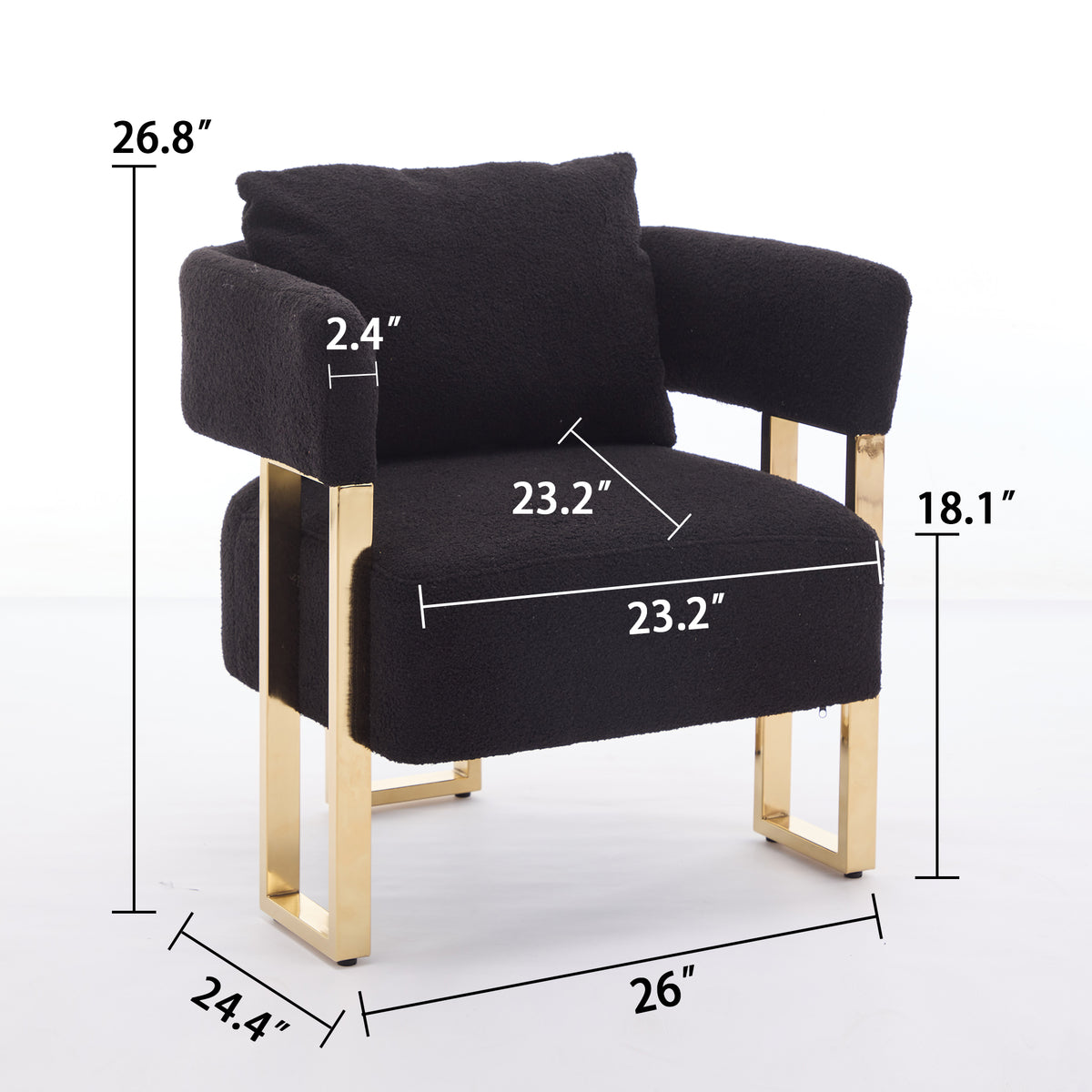 Ts Teddy Velvet Upholstered Metal Foot Sofas Black Gold Teddy 1 Seat